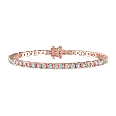 Pre-owned Aamiaa 5 Carats Natural Diamond Rose Gold Tennis Bracelet In Red
