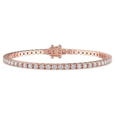 Pre-owned Aamiaa 8 Carats Natural Diamond Rose Gold Tennis Bracelet In Red