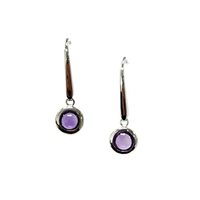 Aamiaa Color Candy Collection Earrings With 5mm Round Amethyst In Silver/14k White Gold