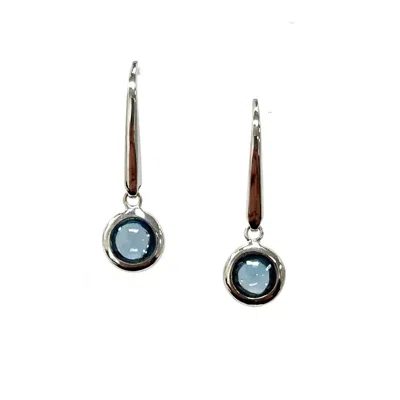 Aamiaa Color Candy Collection Earrings With 5mm Round Blue Topaz In Silver/14k White Gold