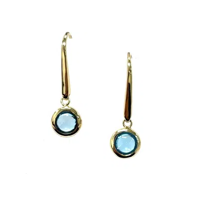 Aamiaa Color Candy Collection Earrings With 5mm Round Blue Topaz In Silver/14k Yellow Gold In Multi