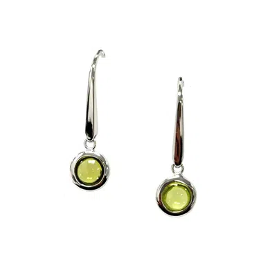 Aamiaa Color Candy Collection Earrings With 5mm Round Peridot In Silver/14k White Gold In Metallic
