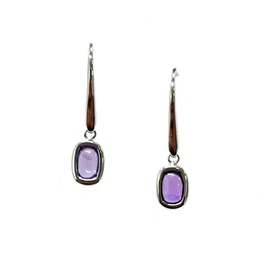 Aamiaa Color Candy Collection Earrings With 6x4 Cushion-cut Amethyst In Silver/14k White Gold In Purple