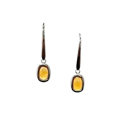 Aamiaa Color Candy Collection Earrings With 6x4 Cushion-cut Citrine In Silver/14k White Gold