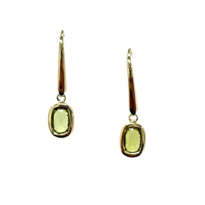Aamiaa Color Candy Collection Earrings With 6x4 Cushion-cut Peridot In Silver/14k Yellow Gold In Green