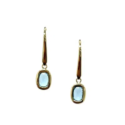 Aamiaa Color Candy Collection Earrings With 6x4 Cushion-cut Swiss Blue Topaz In Silver/14k Yellow Gold In Burgundy