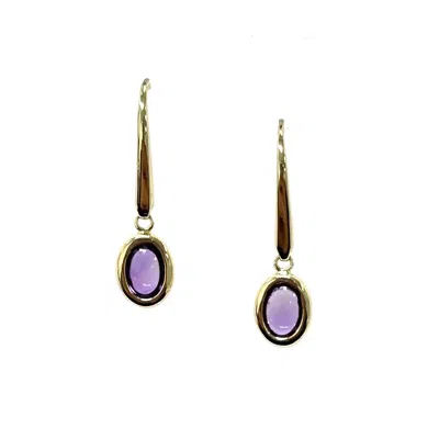 Aamiaa Color Candy Collection Earrings With 6x4 Oval Amethyst In Silver/14k White Gold In Metallic