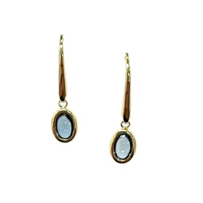 Aamiaa Color Candy Collection Earrings With 6x4 Oval Blue Topaz In Silver/14k Yellow Gold In Multi