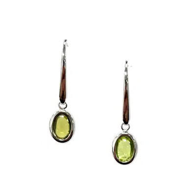 Aamiaa Color Candy Collection Earrings With 6x4 Oval Peridot In Silver/14k Yellow Gold In Green