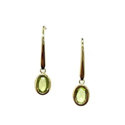 Aamiaa Color Candy Collection Earrings With 6x4 Oval Peridot In Silver/14k Yellow Gold