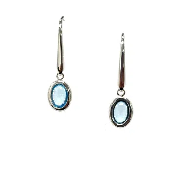 Aamiaa Color Candy Collection Earrings With Oval Topaz In Silver/14k White Gold In Blue