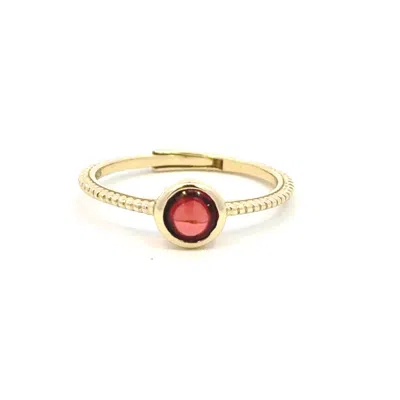 Aamiaa Color Candy Collection Ring With 5mm Round Garnet In Silver/14k Yellow Gold