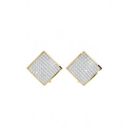 Aamiaa Stan-e-2.37-5.11-14y Princess Shaped Natural Diamond Earrings In 14k Yellow Gold In Silver
