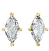 Aamiaa Women's Marquise Shape 4 Prong Push Back Studs In Gold Plated Sterling Silver In Gold