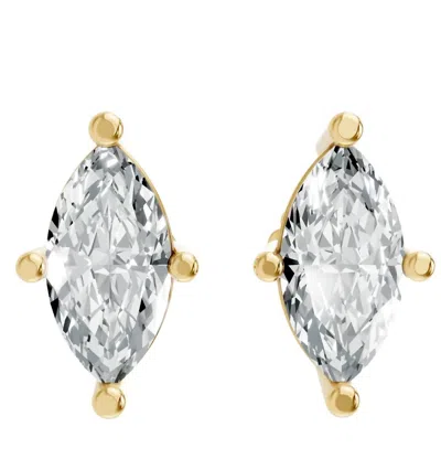 Aamiaa Women's Marquise Shape 4 Prong Push Back Studs In Gold Plated Sterling Silver