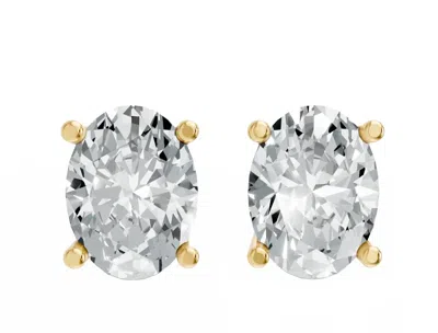 AAMIAA WOMEN'S OVAL SHAPE 4 PRONG PUSH BACK STUDS IN GOLD PLATED STERLING SILVER