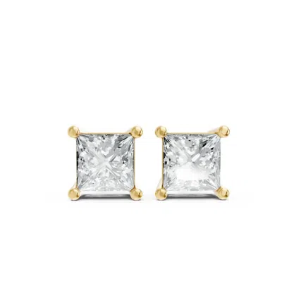 AAMIAA WOMEN'S PRINCESS SHAPE 4 PRONG PUSH BACK STUDS IN GOLD PLATED STERLING SILVER