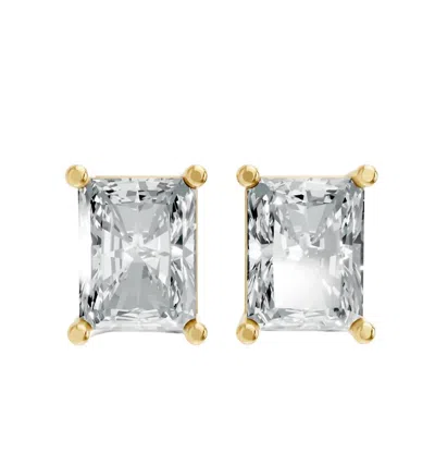 Aamiaa Women's Radiant Shape 4 Prong Push Back Studs In Gold Plated Sterling Silver In Black