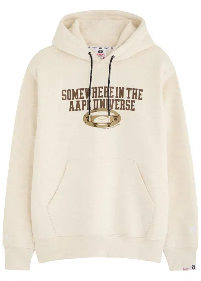 Aape Basic Printed Hooded Cotton-blend Sweatshirt In Beige