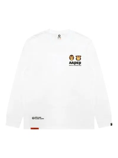Aape By A Bathing Ape Aape Head Long-sleeve T-shirt In White