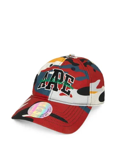 Aape By A Bathing Ape Aape Logo Camo-print Cap In Red