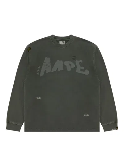 Aape By A Bathing Ape Aape-logo Long-sleeve T-shirt In Green