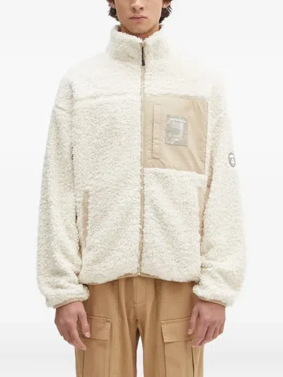 Aape By A Bathing Ape Aape Now Fleece Panelled Jacket In Neutral