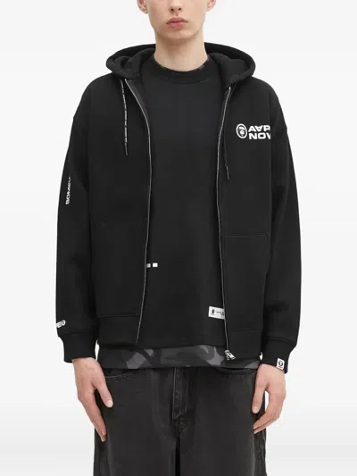 Aape By A Bathing Ape Aape Now-logo Zip-up Hoodie In Black