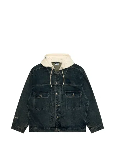Aape By A Bathing Ape Aapenow Moonface Hooded Denim Jacket In Blue
