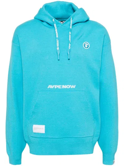 Aape By A Bathing Ape Aapenow Moonface Knit Hoodie In Blue