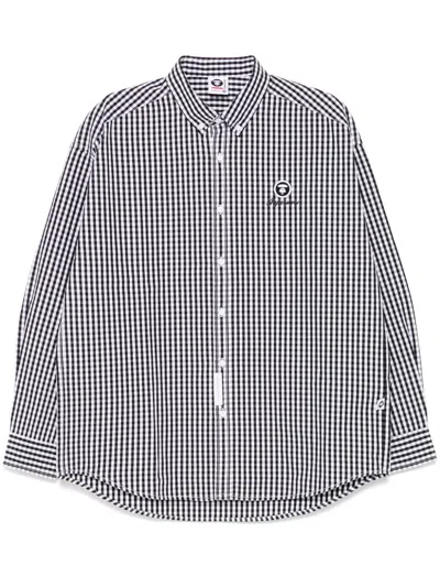 Aape By A Bathing Ape Aapenow Moonface-logo Checked Shirt In Black