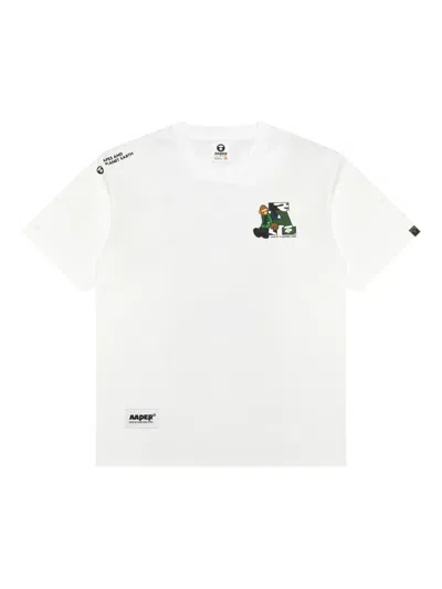 Aape By A Bathing Ape Aaper Graphic-print Cotton T-shirt In White