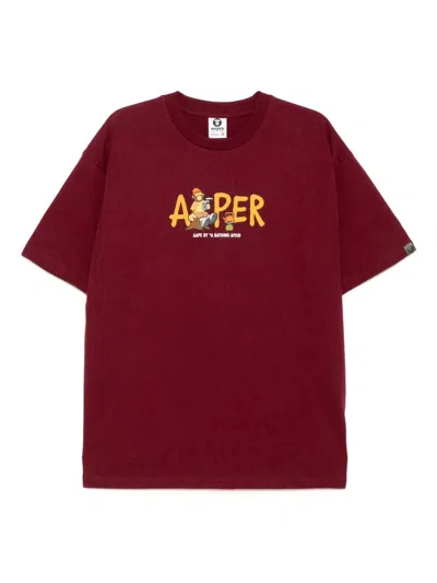 Aape By A Bathing Ape Aaper T-shirt In Burgundy