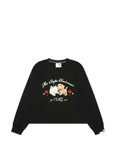 Aape By A Bathing Ape Aapeunvs Graphic-print Long-sleeve T-shirt In Black