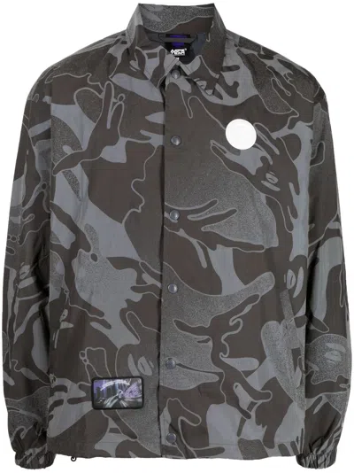 Aape By A Bathing Ape Abstract Print Shirt Jacket In Grau