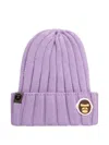 Aape By A Bathing Ape Aldo Ribbed Logo-patch Beanie In Purple
