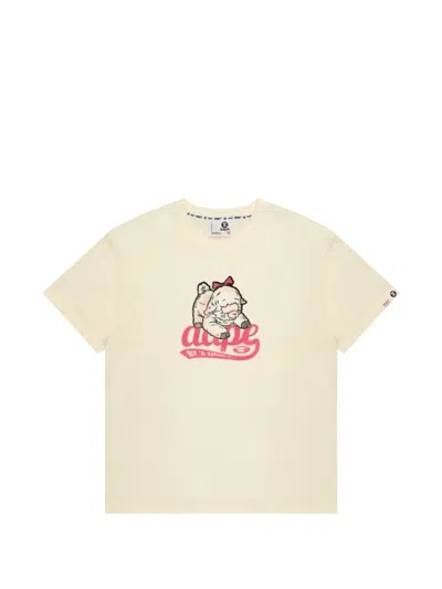 Aape By A Bathing Ape Alpaca Graphic-print Cotton T-shirt In Neutral