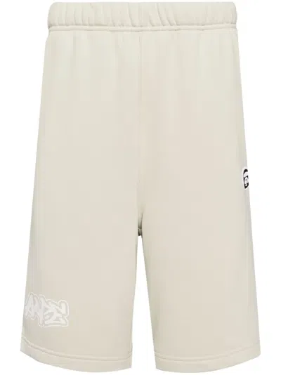 Aape By A Bathing Ape Elasticated Logo Print Shorts In Neutrals