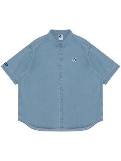 Aape By A Bathing Ape Ape-patch Washed Denim Shirt In Blue