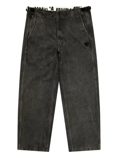 Aape By A Bathing Ape Appliqué Belted Trousers In Gray