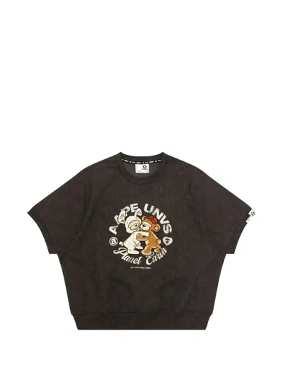 Aape By A Bathing Ape Appliqué Cropped T-shirt In Black