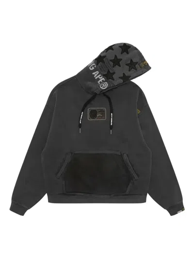 Aape By A Bathing Ape Appliqué Hooded Sweater In Black