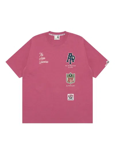 Aape By A Bathing Ape Applique-patch T-shirt In Pink