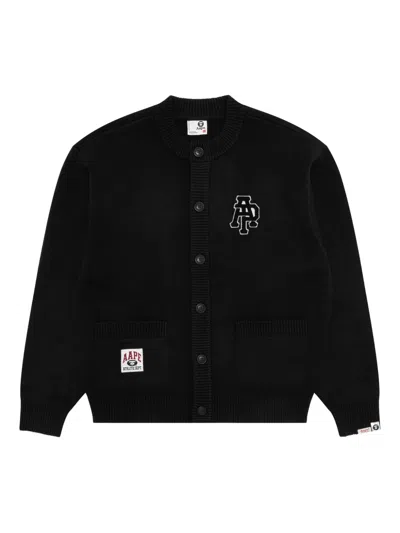 Aape By A Bathing Ape Appliqué Pockets Cardigan In Black