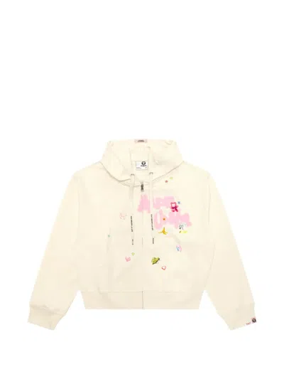 Aape By A Bathing Ape Appliqué Zip-up Hoodie In Neutral