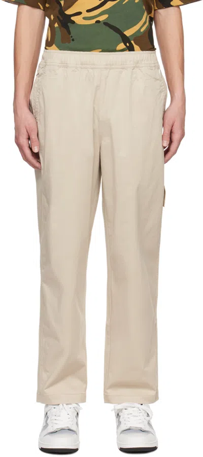 Aape By A Bathing Ape Beige Embroidered Trousers In Bge Beige (grey)