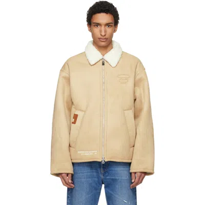 Aape By A Bathing Ape Beige Main Faux-suede Jacket In Nude