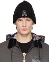Aape By A Bathing Ape Black Aape Main Beanie In Bkx Black