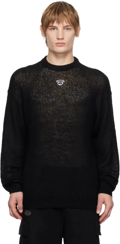 Aape By A Bathing Ape Black Aape Main Knit Jumper In Bkx Black