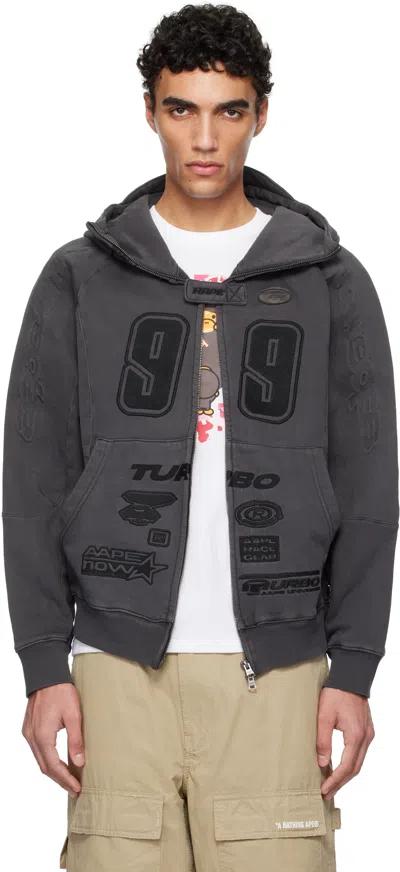 Aape By A Bathing Ape Black Aape Main Zip-up Hoodie In Bkl Light Black